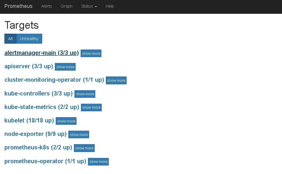 OpenShift中Prometheus默认监控目标Targets